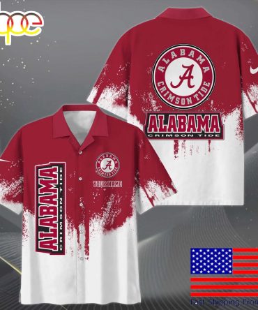 Ncaa Alabama Crimson Tide Custom Paint Splatter Logo Hawaiian Shirt  For Fans