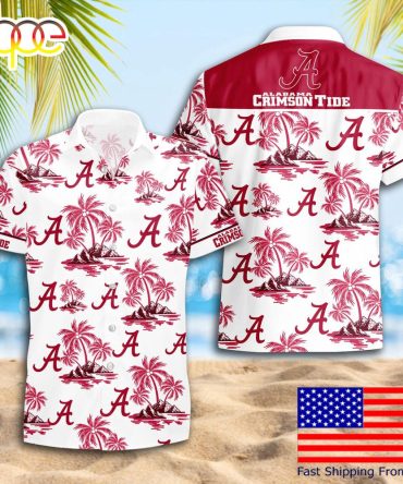 Ncaa Alabama Crimson Tide Summer Coconut Tree Logo Pattern Hawaiian Shirts
