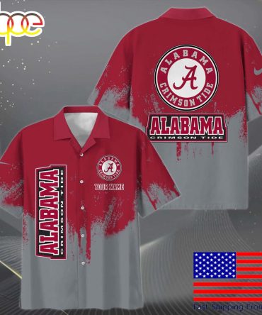 Ncaa Alabama Crimson Tide Paint Splatter Custom Hawaiian Shirt  For Fans