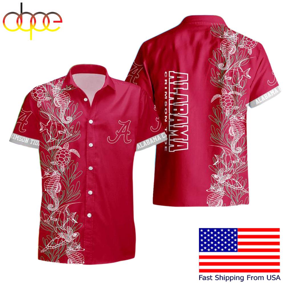 Ncaa Alabama Crimson Tide Turtle Seaweed Pattern Hawaiian Shirt , Cool Mens Hawaiian Shirts