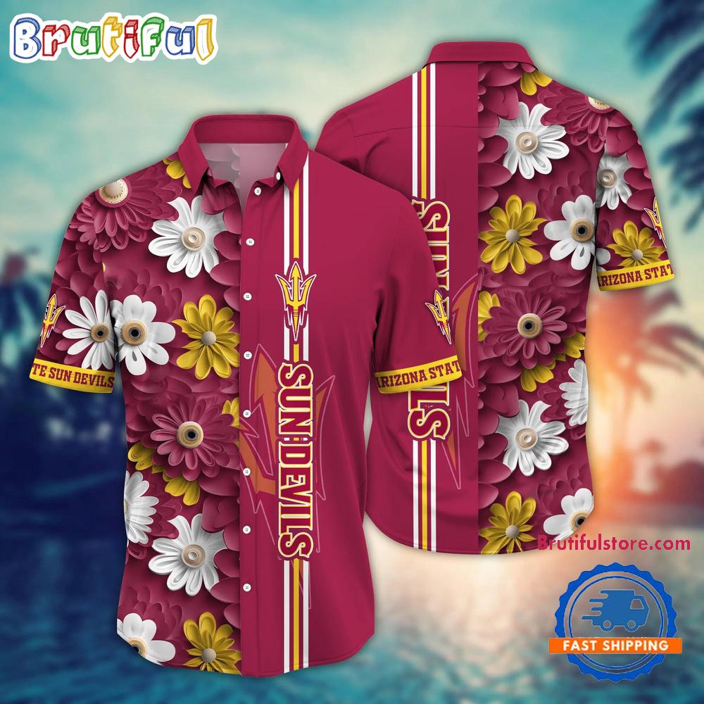 Ncaa Arizona State Sun Devils Flower Summer Aloha Button Hawaiian Shirt