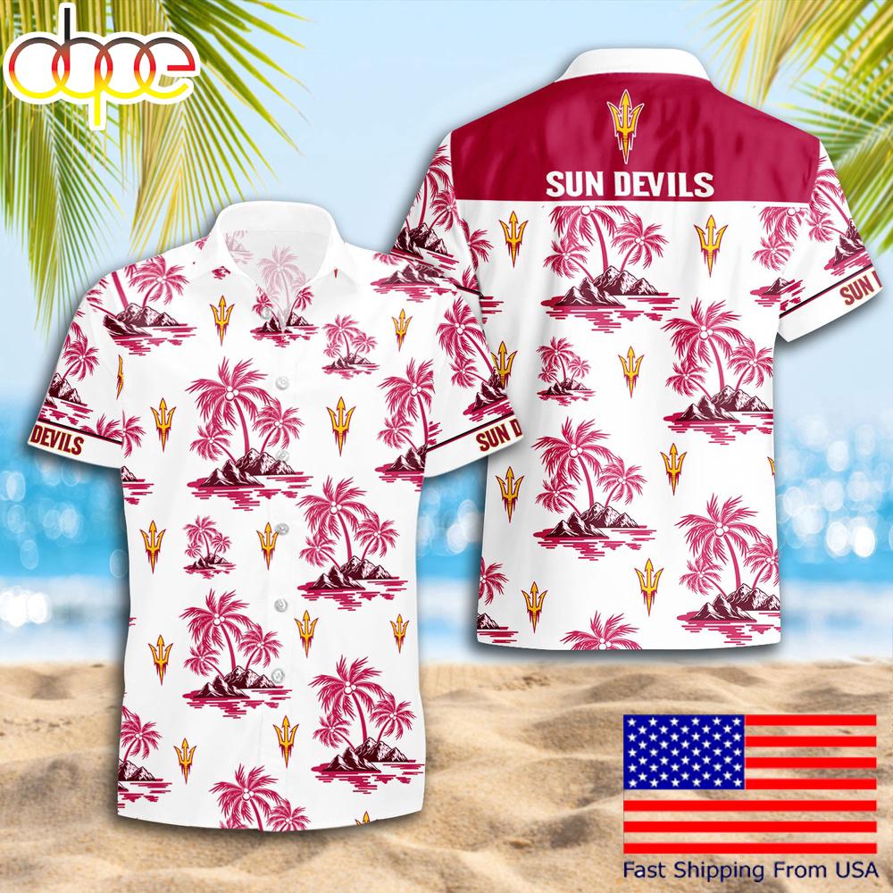 Ncaa Arizona State Sun Devils Summer Coconut Tree Logo Pattern Hawaiian Shirts