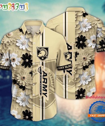 Ncaa Army Black Knights Flower Summer Aloha Button Hawaiian Shirt