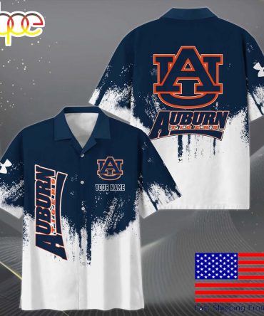 Ncaa Auburn Tigers Custom Paint Splatter Logo Hawaiian Shirt  For Fans
