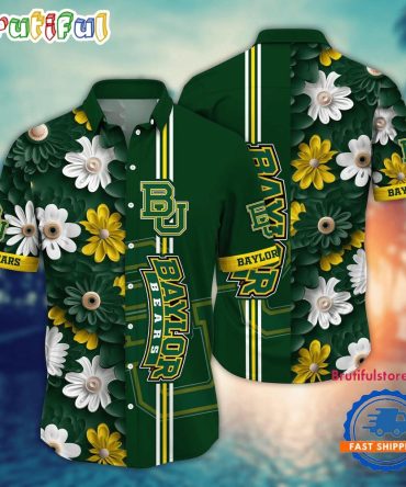 Ncaa Baylor Bears Flower Summer Aloha Button Hawaiian Shirt