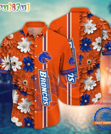 Ncaa Boise State Broncos Flower Summer Aloha Button Hawaiian Shirt