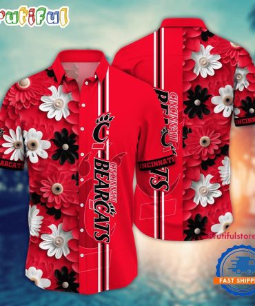 Ncaa Cincinnati Bearcats Flower Summer Aloha Button Hawaiian Shirt