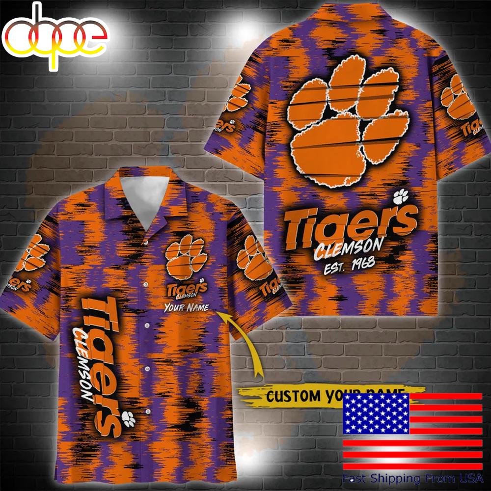 Ncaa Clemson Tigers Custom Ikat Hawaiian Shirt For Fans