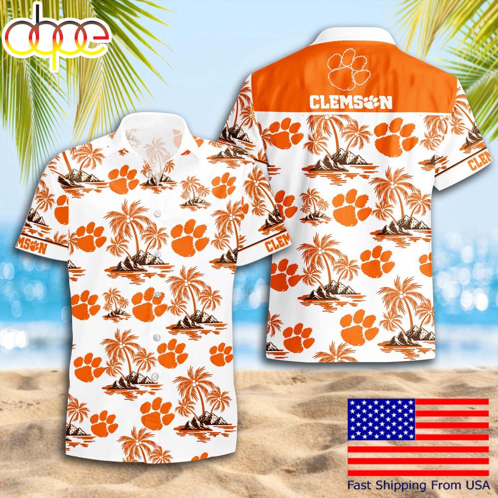 Ncaa Clemson Tigers Summer Coconut Tree Logo Pattern Hawaiian Shirts