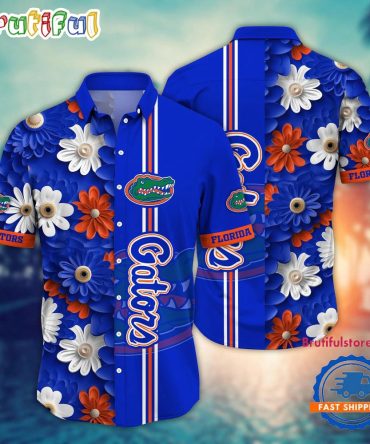 Ncaa Florida Gators Flower Summer Aloha Button Hawaiian Shirt