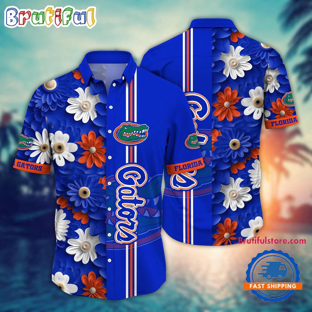 Ncaa Florida Gators Flower Summer Aloha Button Hawaiian Shirt