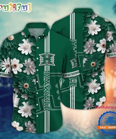 Ncaa Hawaii Rainbow Warriors Flower Summer Aloha Button Hawaiian Shirt