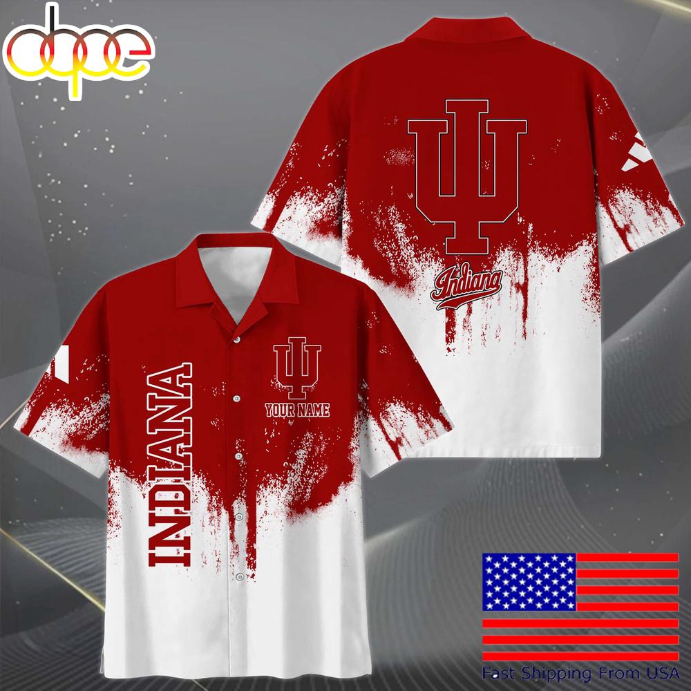 Ncaa Indiana Hoosiers Custom Paint Splatter Logo Hawaiian Shirt For Fans