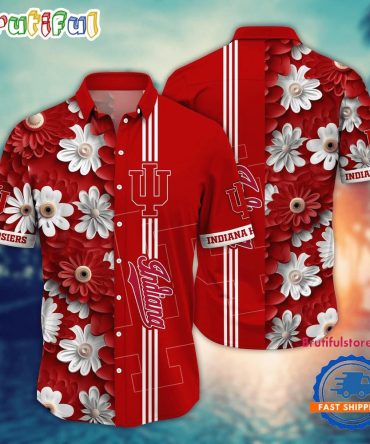 Ncaa Indiana Hoosiers Flower Summer Aloha Button Hawaiian Shirt