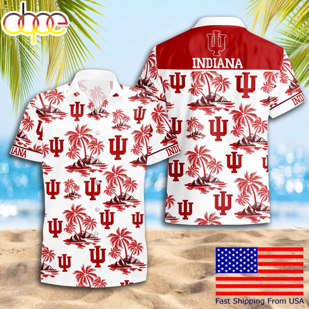 Ncaa Indiana Hoosiers Summer Coconut Tree Logo Pattern Hawaiian Shirts