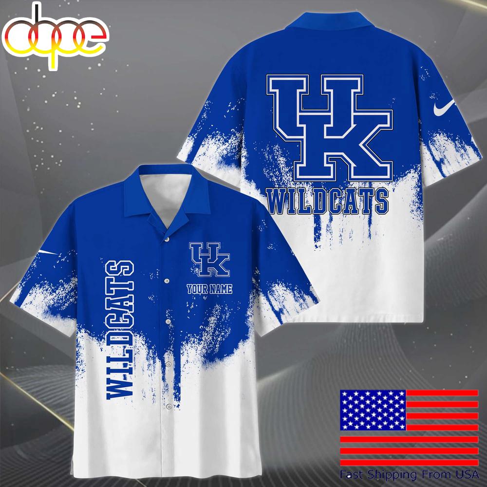 Ncaa Kentucky Wildcats Custom Paint Splatter Logo Hawaiian Shirt For Fans