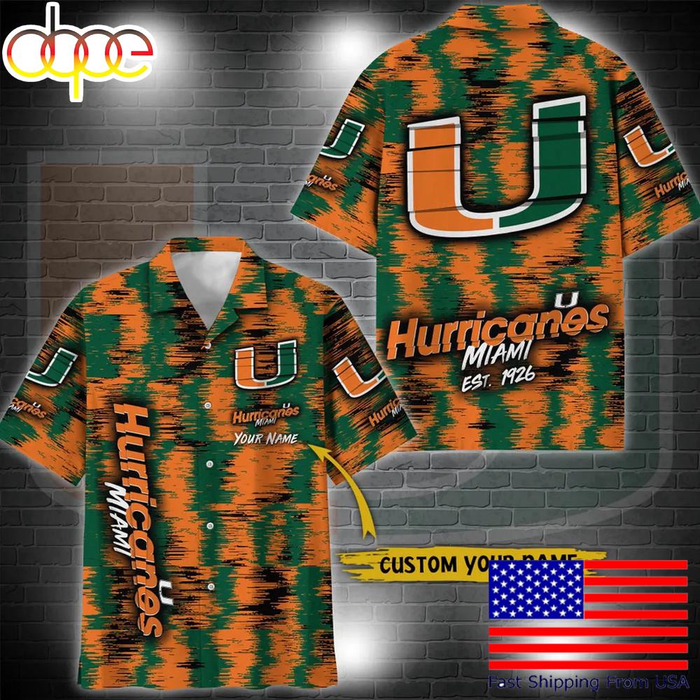 Ncaa Miami Hurricanes Custom Ikat Hawaiian Shirt For Fans