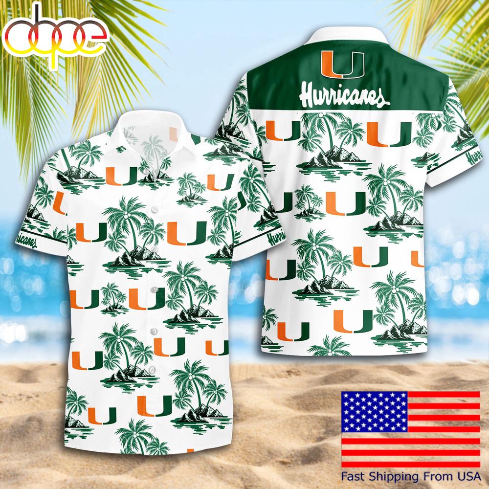 Ncaa Miami Hurricanes Summer Coconut Tree Logo Pattern Hawaiian Shirts