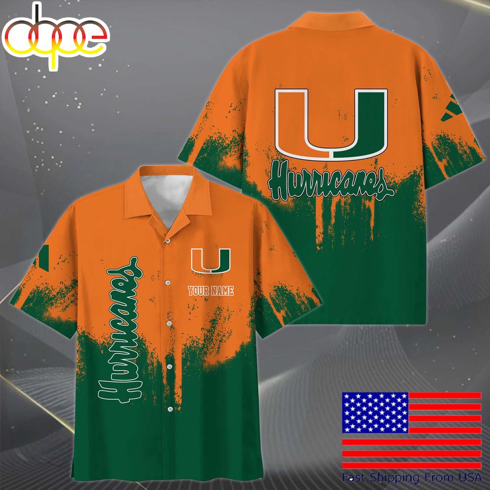 Ncaa Miami Hurricanes Paint Splatter Custom Hawaiian Shirt For Fans