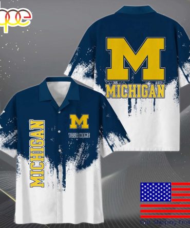 Ncaa Michigan Wolverines Custom Paint Splatter Logo Hawaiian Shirt  For Fans
