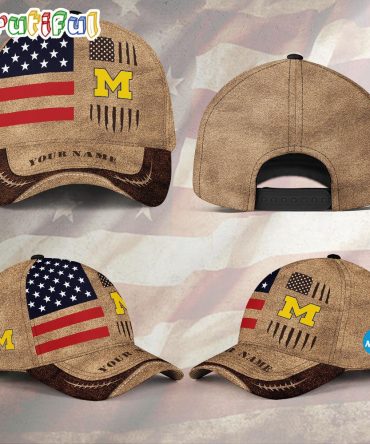 Ncaa Michigan Wolverines Sport Team Pesonalized American Flag Baseball Cap