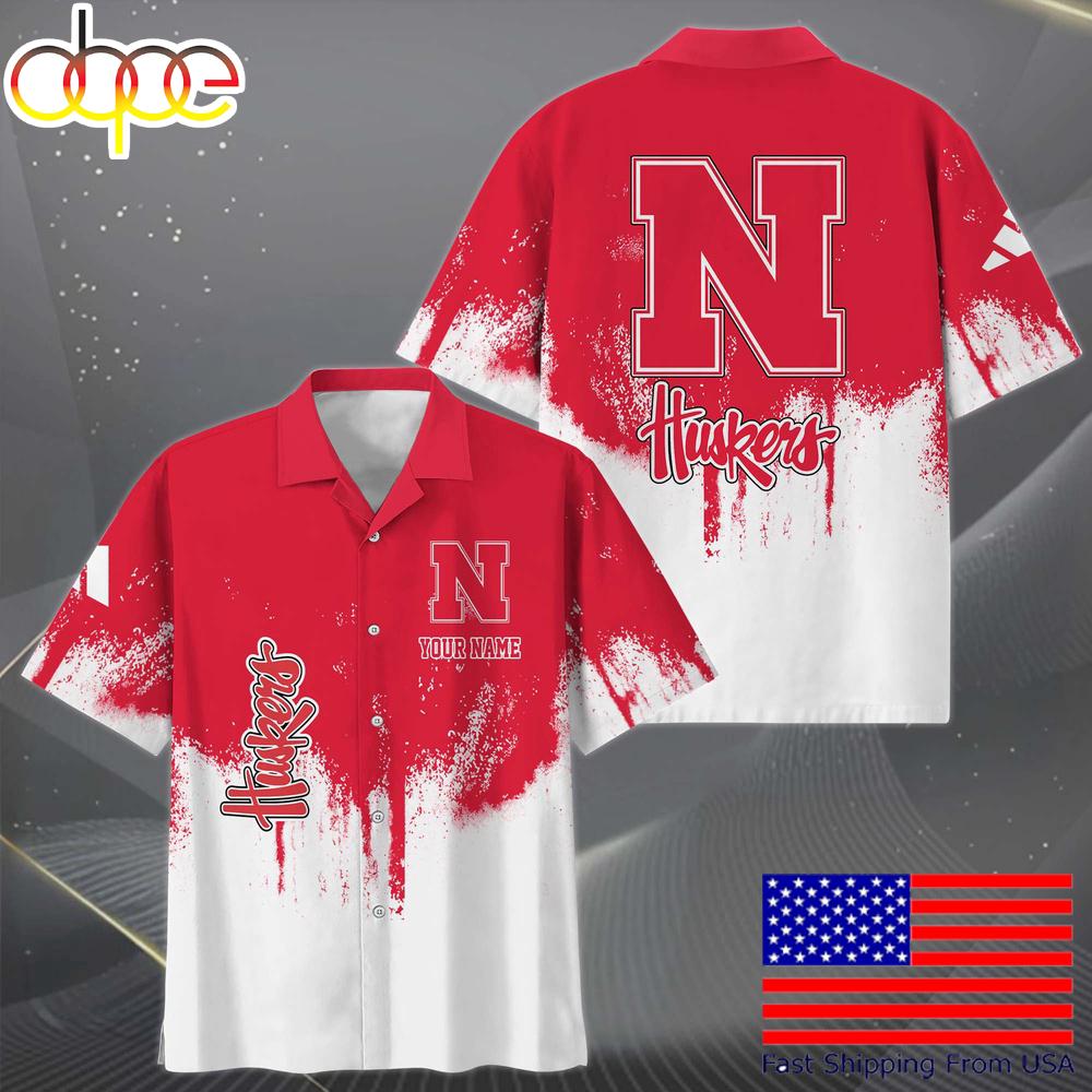 Ncaa Nebraska Cornhuskers Custom Paint Splatter Logo Hawaiian Shirt For Fans