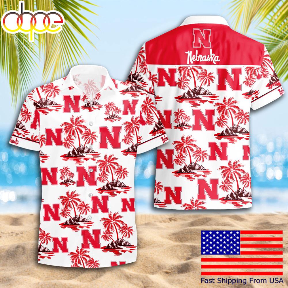 Ncaa Nebraska Cornhuskers Summer Coconut Tree Logo Pattern Hawaiian Shirts