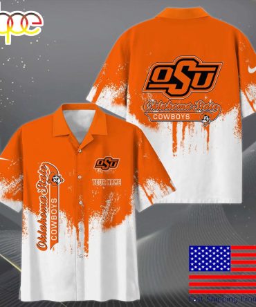 Ncaa Oklahoma State Cowboys Custom Paint Splatter Logo Hawaiian Shirt  For Fans