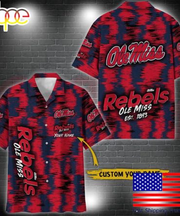 Ncaa Ole Miss Rebels Custom Ikat Hawaiian Shirt For Fans