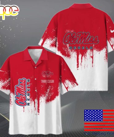 Ncaa Ole Miss Rebels Custom Paint Splatter Logo Hawaiian Shirt For Fans