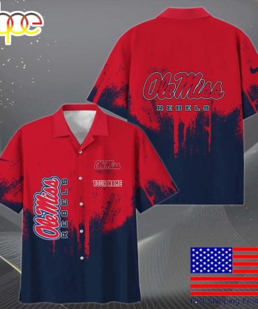 Ncaa Ole Miss Rebels Paint Splatter Custom Hawaiian Shirt For Fans