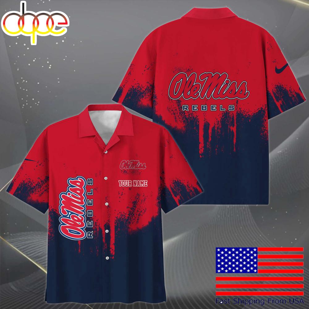 Ncaa Ole Miss Rebels Paint Splatter Custom Hawaiian Shirt For Fans