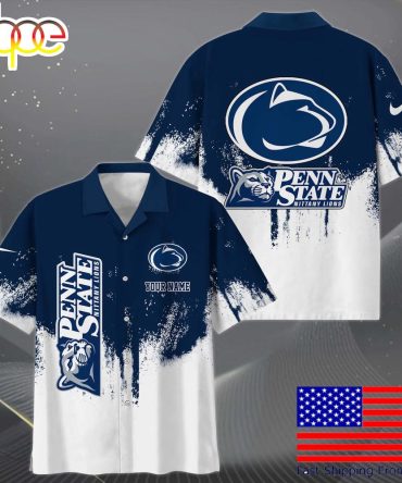 Ncaa Penn State Nittany Lions Custom Paint Splatter Logo Hawaiian Shirt For Fans