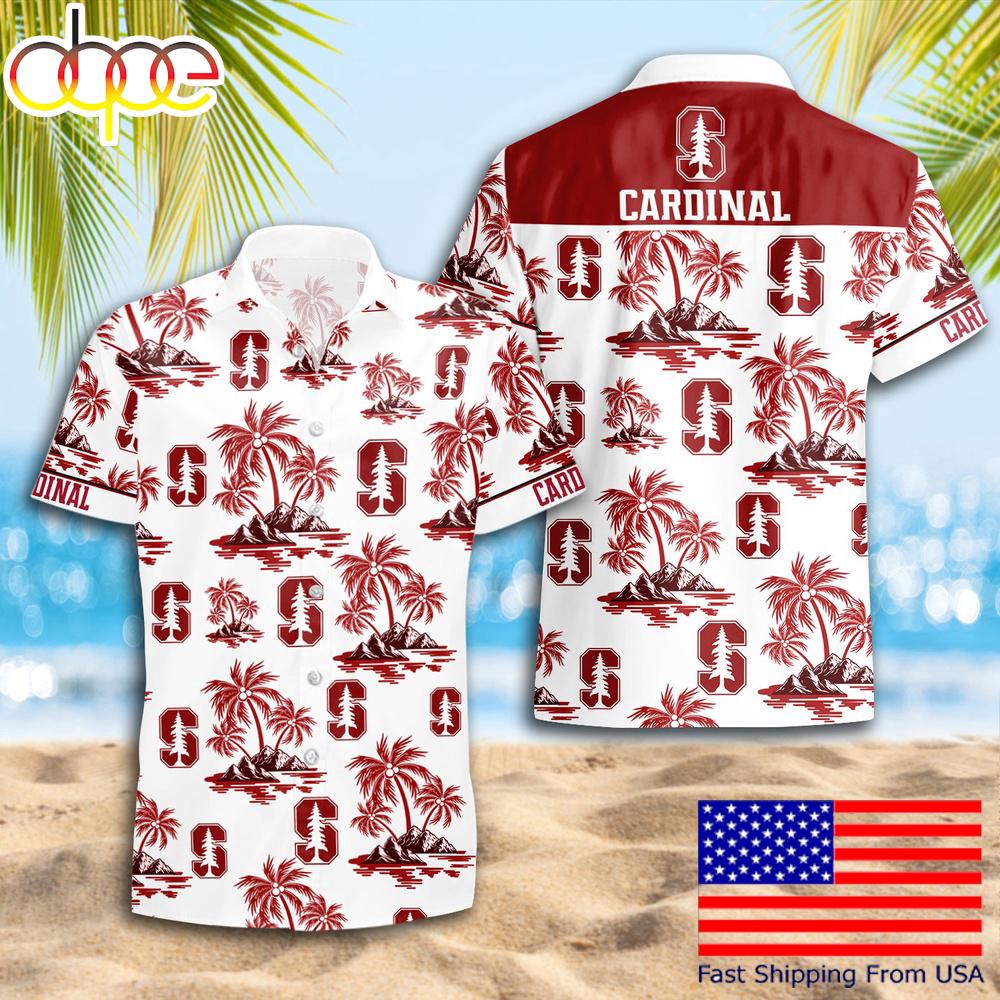 Ncaa Stanford Cardinal Summer Coconut Tree Logo Pattern Hawaiian Shirts