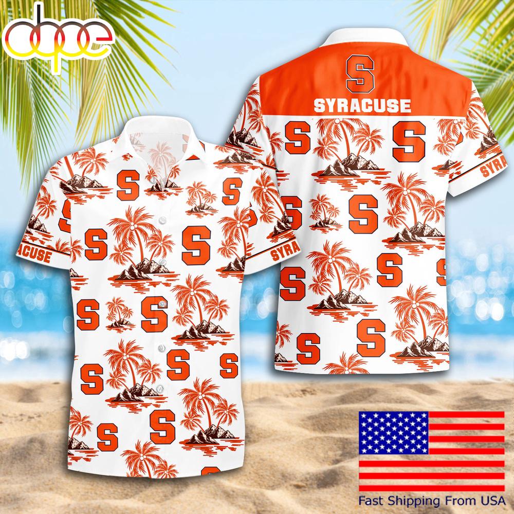 Ncaa Syracuse Orange Summer Coconut Tree Logo Pattern Hawaiian Shirts