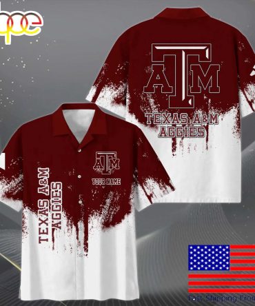 Ncaa Texas A&Amp;M Aggies Custom Paint Splatter Logo Hawaiian Shirt  For Fans