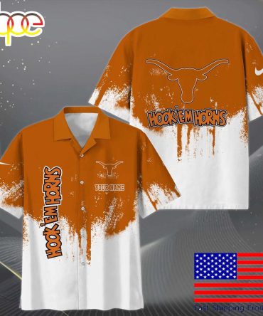 Ncaa Texas Longhorns Custom Paint Splatter Logo Hawaiian Shirt  For Fans