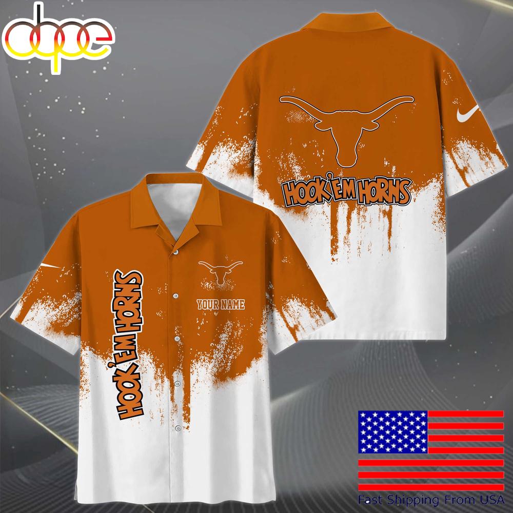 Ncaa Texas Longhorns Custom Paint Splatter Logo Hawaiian Shirt For Fans