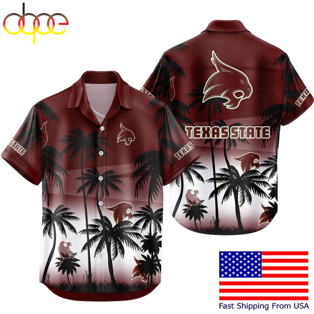 Ncaa Texas State Bobcats Coconut Forest Tropical Style Hawaiian Shirt For Fans