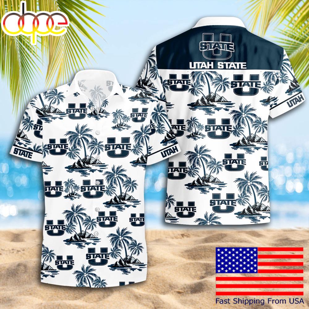 Ncaa Utah State Aggies Summer Coconut Tree Logo Pattern Hawaiian Shirts