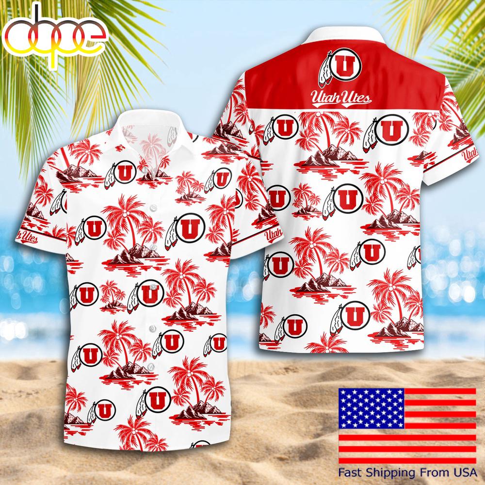 Ncaa Utah Utes Summer Coconut Tree Logo Pattern Hawaiian Shirts