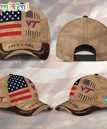 Ncaa Virginia Tech Hokies Sport Team Pesonalized American Flag Baseball Cap