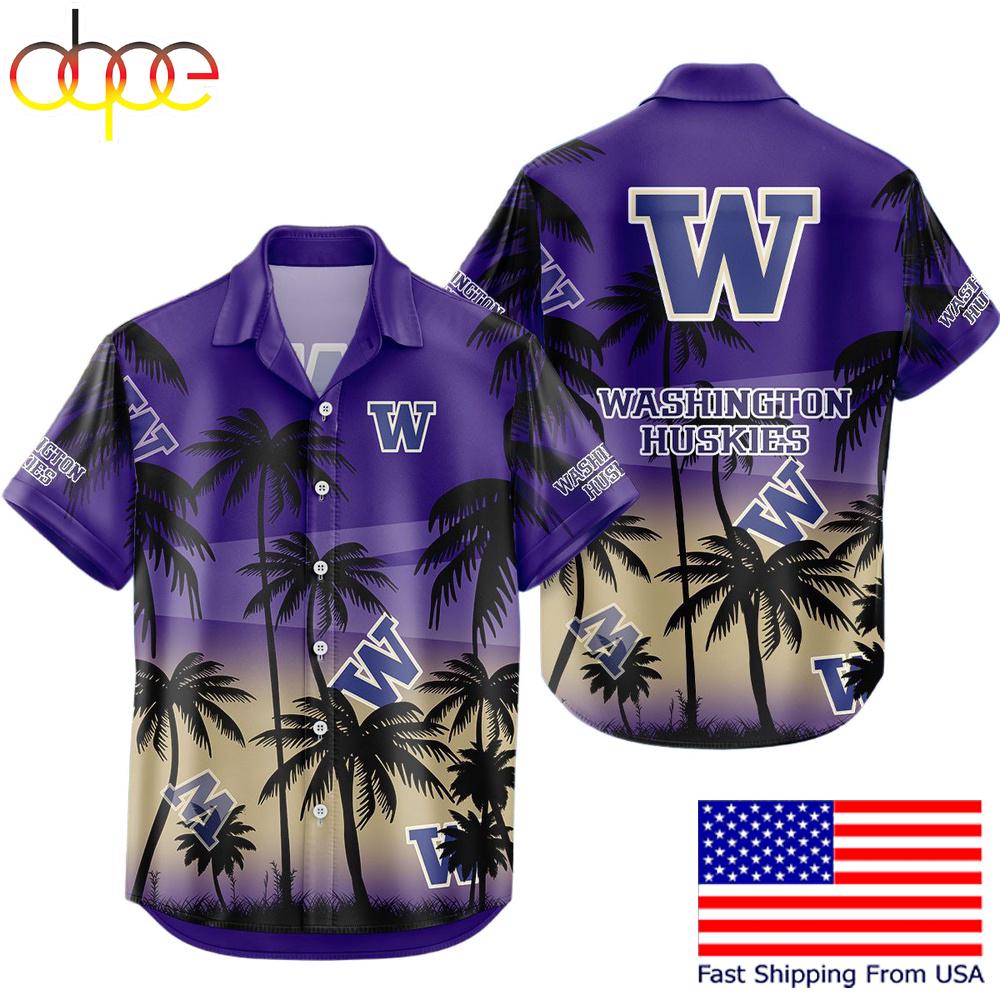 Ncaa Washington Huskies Coconut Forest Tropical Style Hawaiian Shirt For Fans