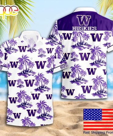 Ncaa Washington Huskies Summer Coconut Tree Logo Pattern Hawaiian Shirts