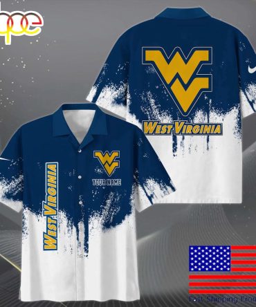 Ncaa West Virginia Mountaineers Custom Paint Splatter Logo Hawaiian Shirt For Fans