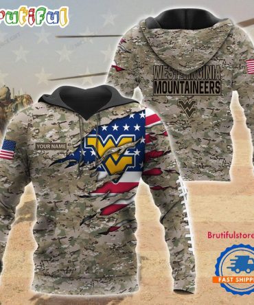 Ncaa West Virginia Mountaineers Military Veterans Camouflage Hoodie