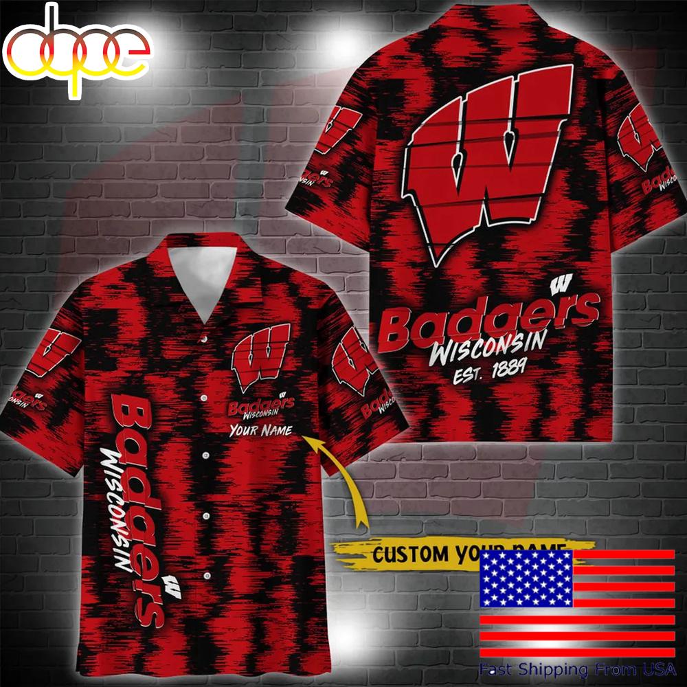Ncaa Wisconsin Badgers Custom Ikat Hawaiian Shirt For Fans