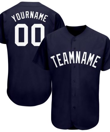 Custom Navy White Baseball Jersey