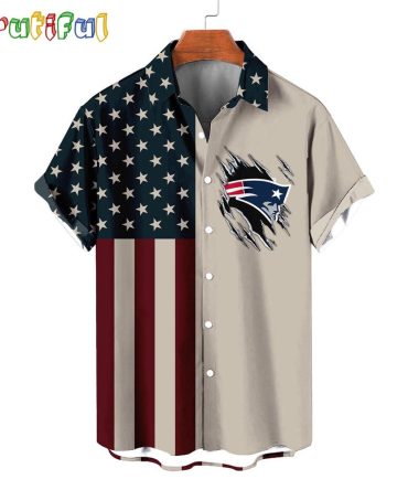 Nfl New England Patriots American Flag Summer Button Hawaiian Shirt