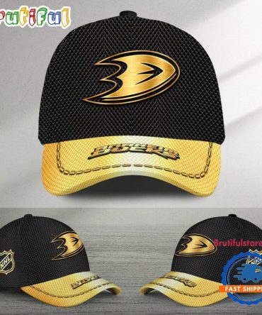 Nhl Anaheim Ducks Black And Gold Design Cap Hats